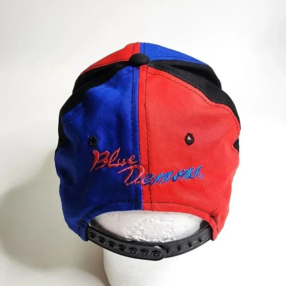 Vintage Magic by Bee Depaul Blue Demons Panel Snapback Hat 90s Blue Red Black - Picture 2 of 7